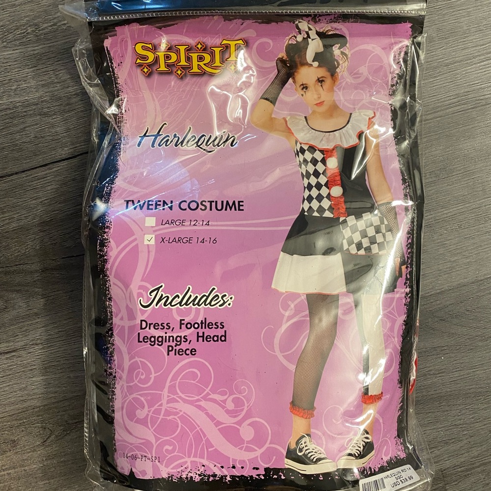 NWT Harlequin tween costume
